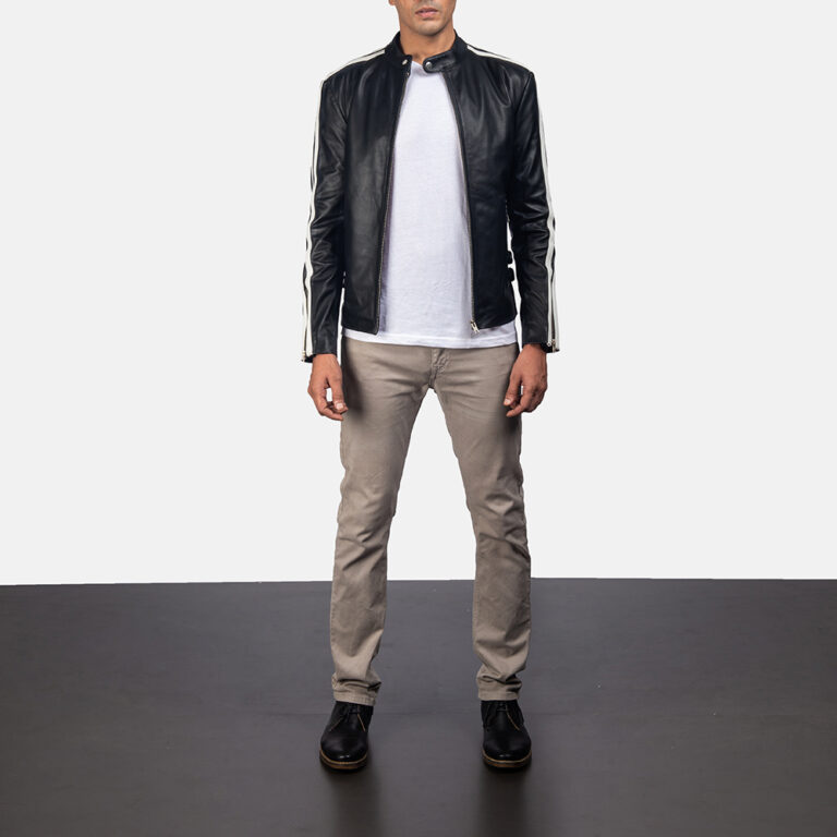 Hank Black Leather Biker Jacket(2-of-7)-3-1531221542683